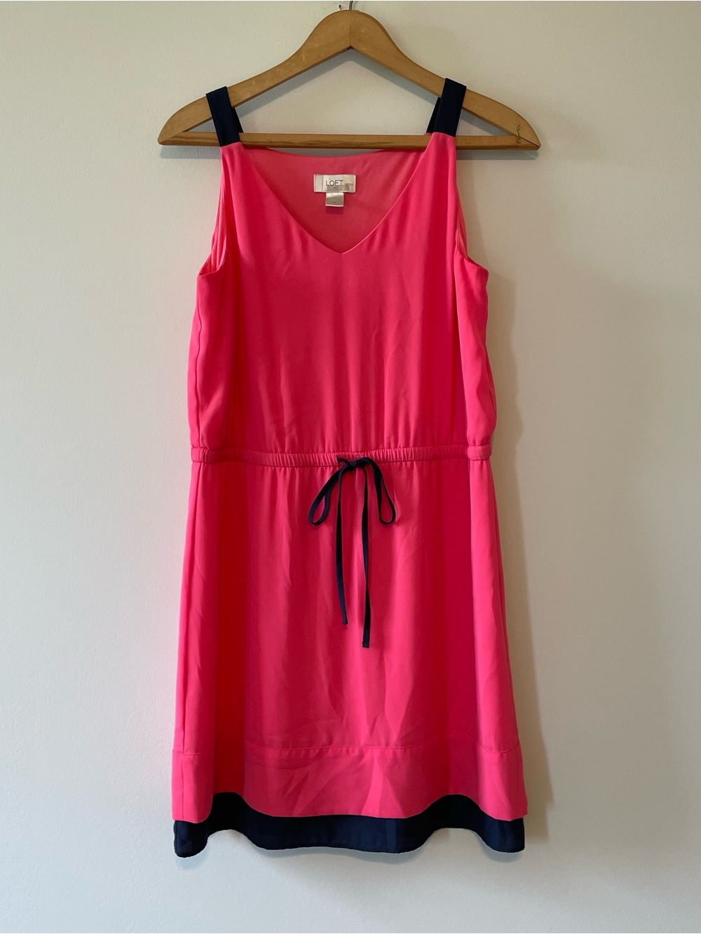 Pink Drawstring Waist Dress Size Small Petite Colorblock